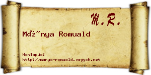 Mánya Romuald névjegykártya